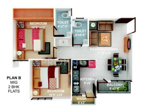 Soumya Atlantis Apartment (2BHK+2T (684 sq ft) 684 sq ft)