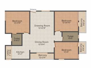 ChandraKantha GCA Rainbow (3BHK+3T (1,340 sq ft) 1340 sq ft) ChandraKantha GCA Rainbow (3BHK+3T (1,340 sq ft) 1340 sq ft)