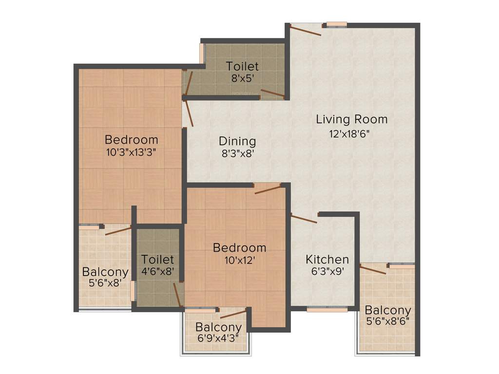 Aqama Builders and Developers Ltd Paradise Palm (2BHK+2T (1,212 sq ft) 1212 sq ft)