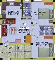 Royal Prince Om Sai Flats (2BHK+2T (691 sq ft) 691 sq ft)