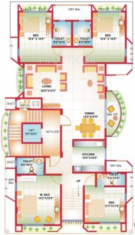 Sabari Praasad Lower Level Penthouse Plan (5BHK+5T)