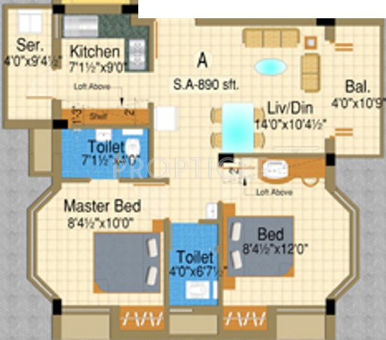Anitech Galaxy (2BHK+2T (890 sq ft) 890 sq ft)