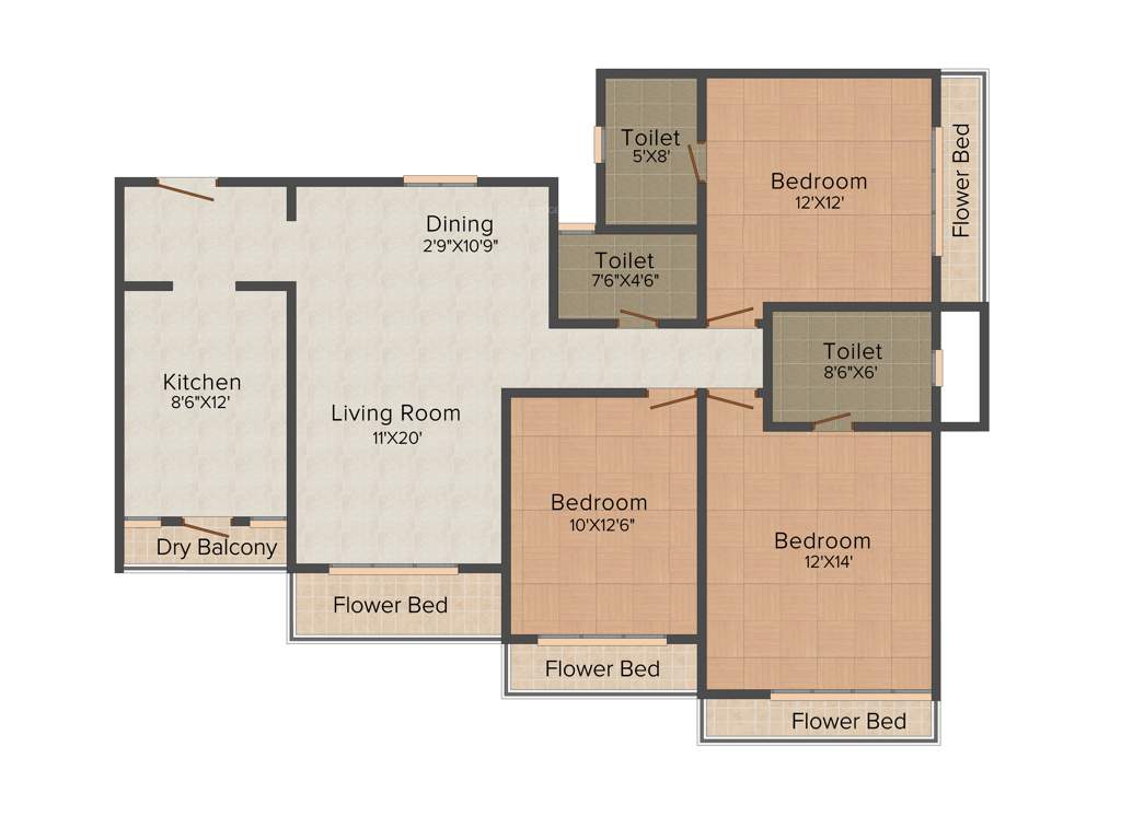 DCPL Vishwadeep Heights (3BHK+3T (1,590 sq ft) 1590 sq ft)