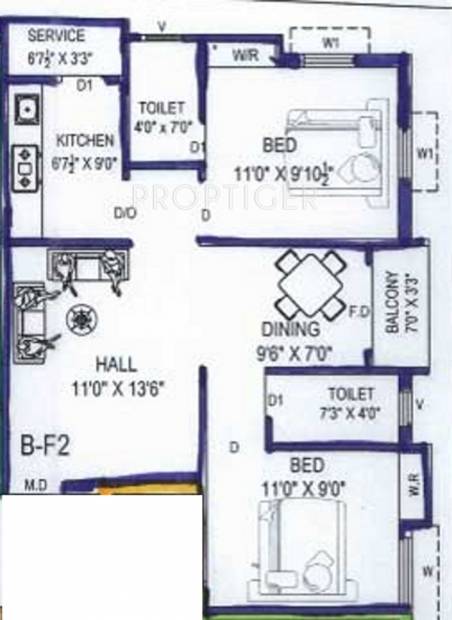 Inforich Prema Flat (2BHK+2T (931 sq ft) 931 sq ft)