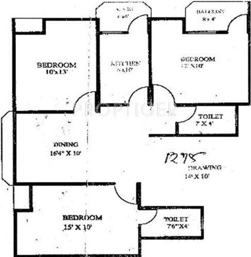 Mirchandani Shalimar Campus (3BHK+2T (1,275 sq ft) 1275 sq ft)