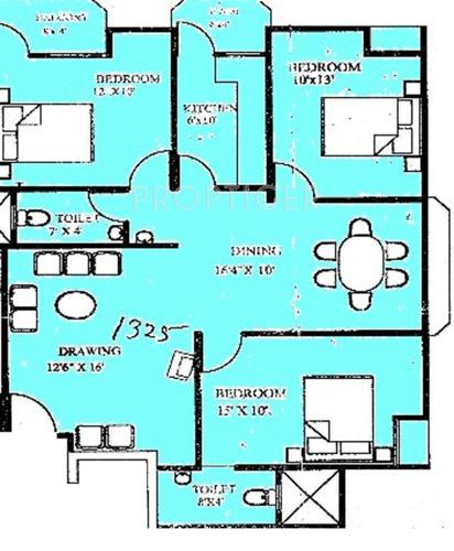 Mirchandani Shalimar Campus (3BHK+2T (1,325 sq ft) 1325 sq ft)