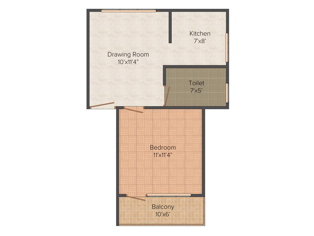 Grow India Buildcon Tranquil Hills 1BHK+1T (550 sq ft)