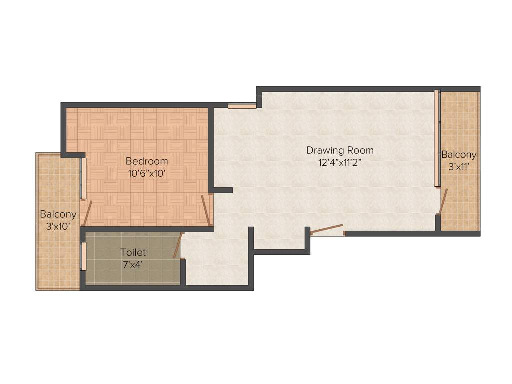 Grow India Buildcon Tranquil Hills 1BHK+1T (600 sq ft)