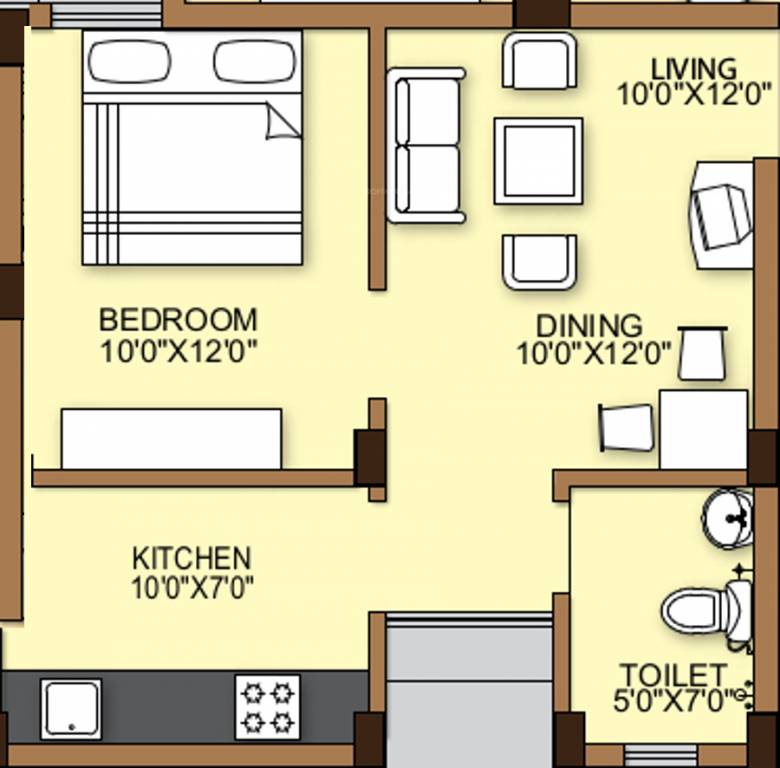 Acropolis (1BHK+1T (550 sq ft) 550 sq ft)