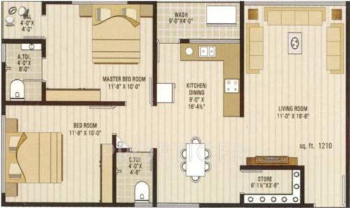 Liberty Liberty Living (2BHK+2T (1,210 sq ft) 1210 sq ft)