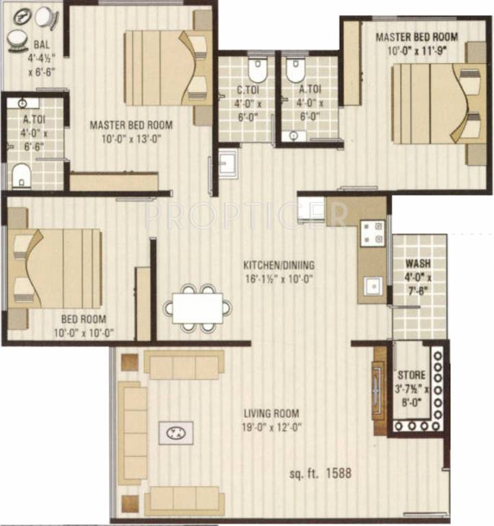 Liberty Liberty Living (3BHK+3T (1,588 sq ft) 1588 sq ft)