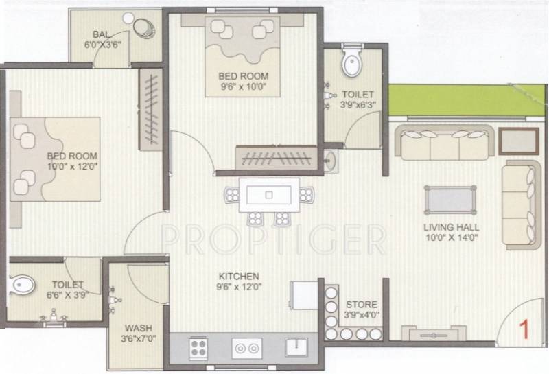 Vinayak Enclave (2BHK+2T (897 sq ft) 897 sq ft)