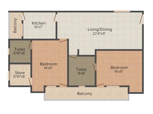 NG Kohinoor Pearl (2BHK+2T (1,275 sq ft) 1275 sq ft)