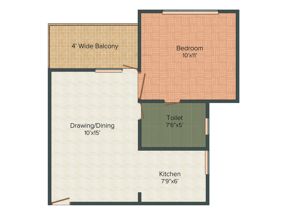 Exalter Mountain View (1BHK+1T (585 sq ft) 585 sq ft)