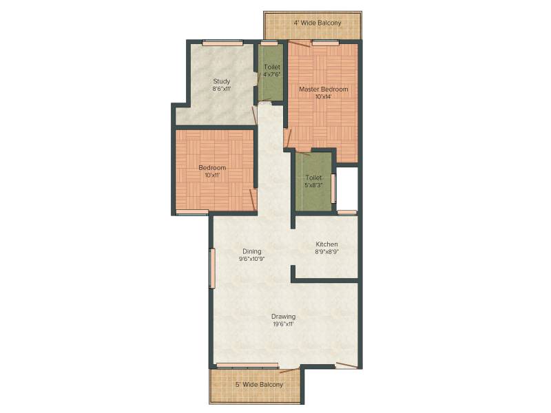 Exalter Mountain View (2BHK+2T (1,265 sq ft) 1265 sq ft)