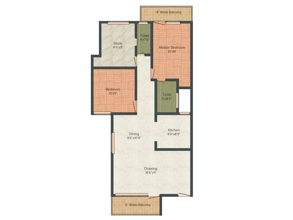 Exalter Mountain View (2BHK+2T (1,265 sq ft) 1265 sq ft)