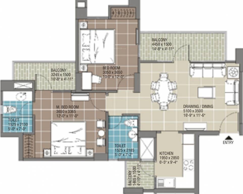 RG Residency (2BHK+2T (1,093 sq ft) 1093 sq ft)