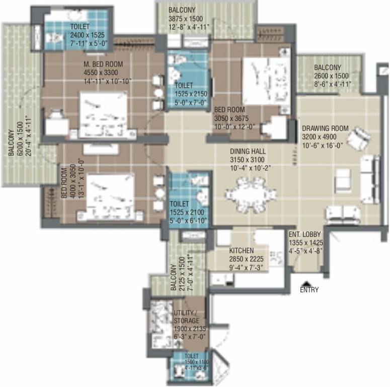 RG Residency (3BHK+4T (1,783 sq ft) + Servant Room 1784 sq ft)