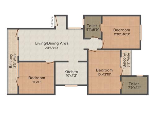 Shri Group Radha City 3BHK+2T (1,316 sq ft) Shri Group Radha City 3BHK+2T (1,316 sq ft)