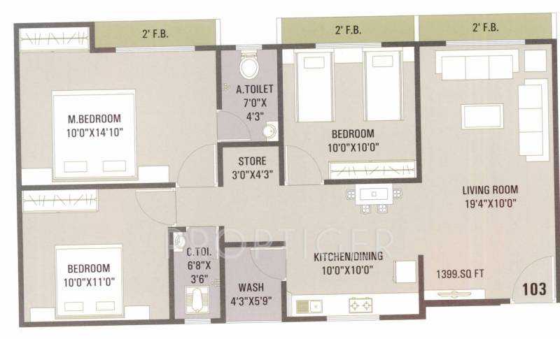 Vrundavan Amrut Residency (3BHK+3T (1,399 sq ft) 1399 sq ft)