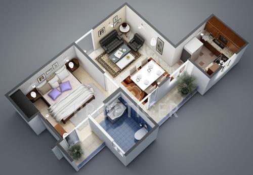 Roopali Palm View Apartments (1BHK+1T (606 sq ft) 606 sq ft)