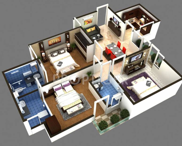Roopali Palm View Apartments (3BHK+3T (1,133 sq ft) 1133 sq ft)
