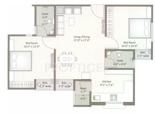  Shubh Enclave (2BHK+2T (975 sq ft) 975 sq ft)