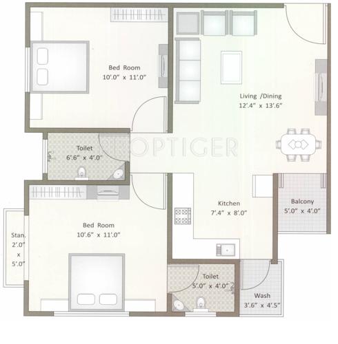 Shubh Enclave (2BHK+2T (912 sq ft) 912 sq ft)