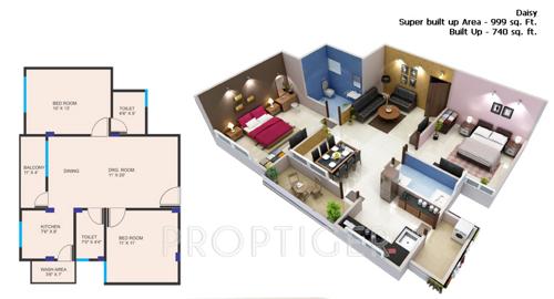 Fast Heaven Height (2BHK+2T (999 sq ft) 999 sq ft)