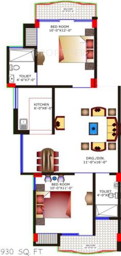 Earthcon Naini Kingdom Apartment (2BHK+2T (930 sq ft) 930 sq ft)