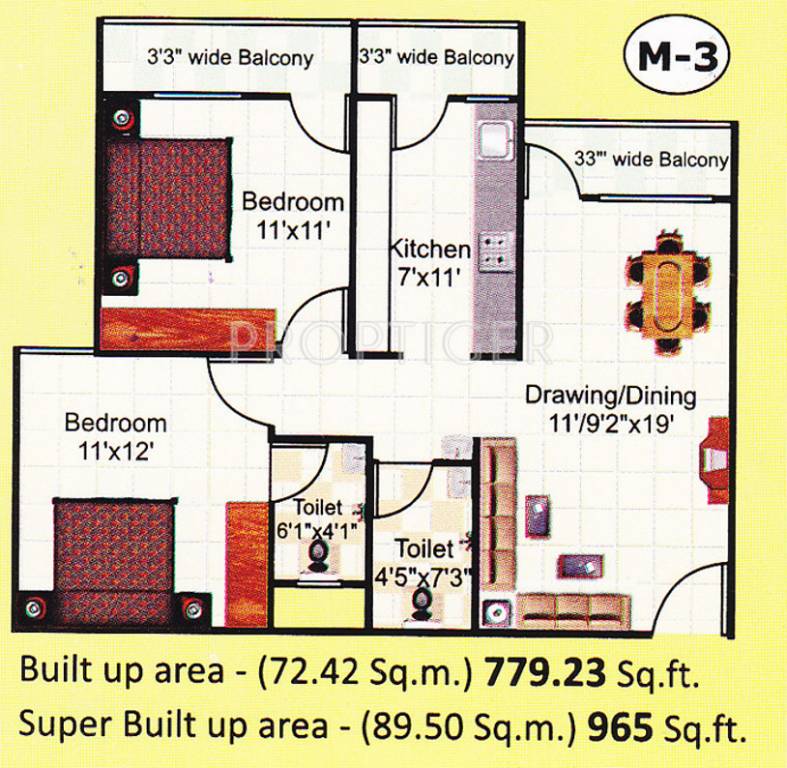 Bhavishya Rajshree Enclave (2BHK+2T (965 sq ft) 965 sq ft)