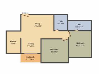 Rajwada Royal Gardens (2BHK+2T (1,036 sq ft) 1036 sq ft) Rajwada Royal Gardens (2BHK+2T (1,036 sq ft) 1036 sq ft)