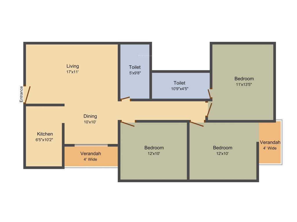 Rajwada Royal Gardens (3BHK+2T (1,379 sq ft) 1379 sq ft)