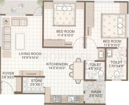 Heaven Green Heaven (2BHK+2T (1,150 sq ft) 1150 sq ft)