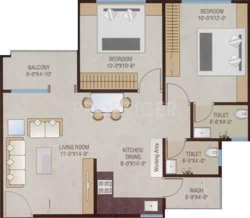 Developers Sahaj Avenue Appartment (2BHK+2T (1,000 sq ft) 1000 sq ft)