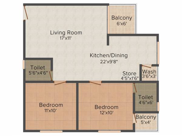 Sarfaraz Apsara Skyline (2BHK+2T (1,100 sq ft) 1100 sq ft)