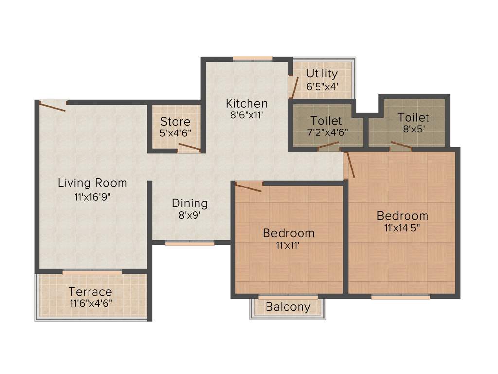 SB Eshanya Florenza (2BHK+2T (1,315 sq ft) 1315 sq ft)