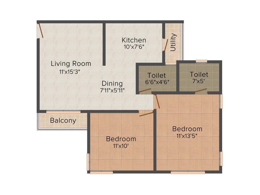 SB Eshanya Florenza (2BHK+2T (1,050 sq ft) 1050 sq ft)