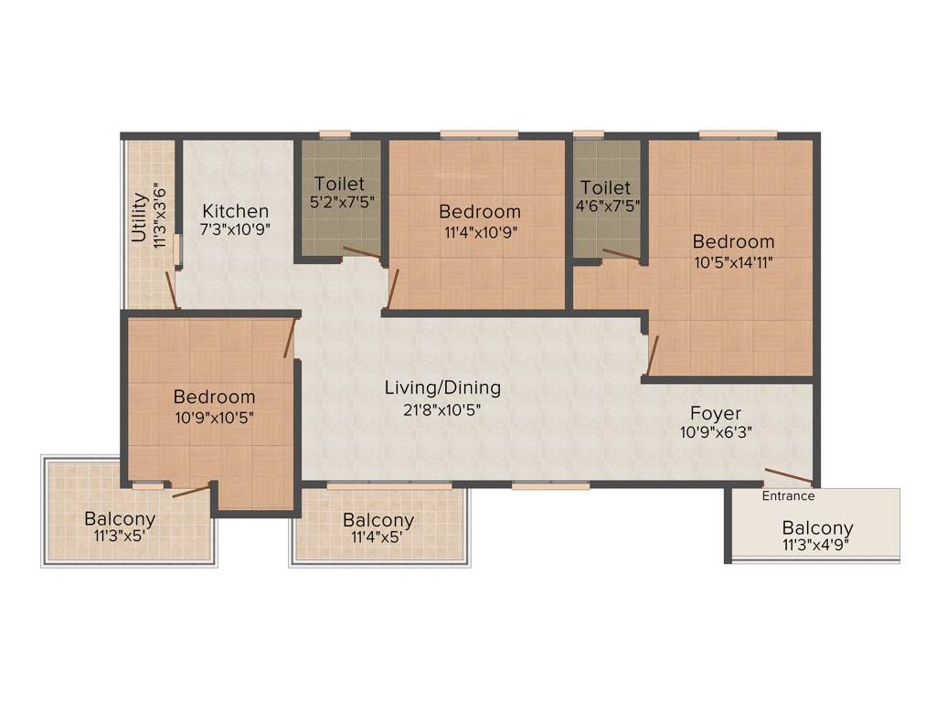 Saibya Senary (3BHK+3T (1,462 sq ft) 1462 sq ft)