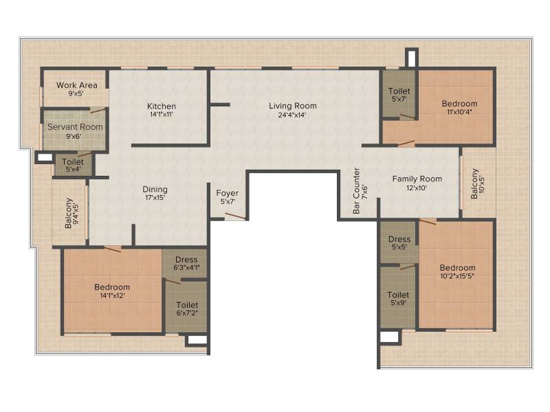 Artech Celestia (3BHK+3T (2,940 sq ft) + Servant Room 2940 sq ft)