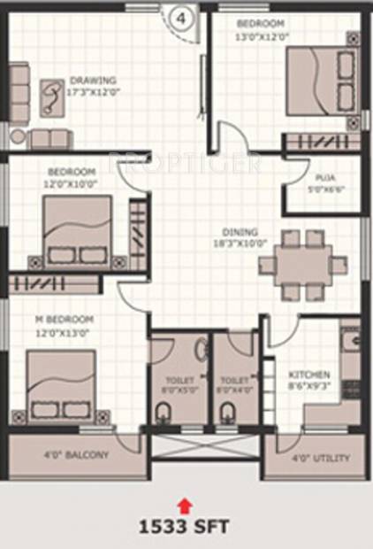 Jay Pragati Mansion (3BHK+2T (1,533 sq ft) 1533 sq ft)