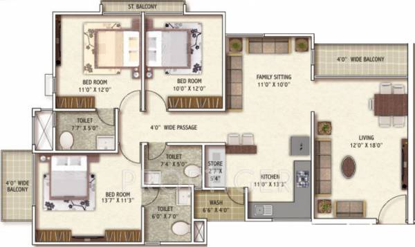 Narayan Aura (3BHK+3T (1,911 sq ft) 1911 sq ft)