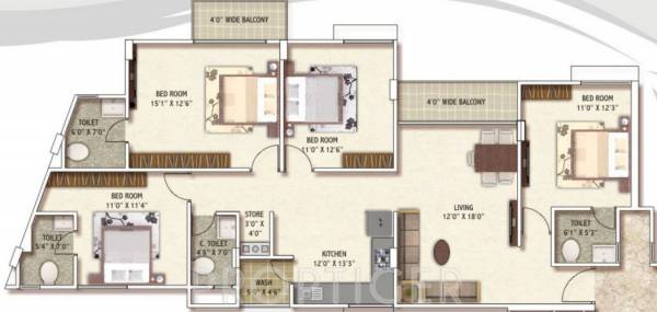 Narayan Aura (4BHK+4T (2,250 sq ft) 2250 sq ft)