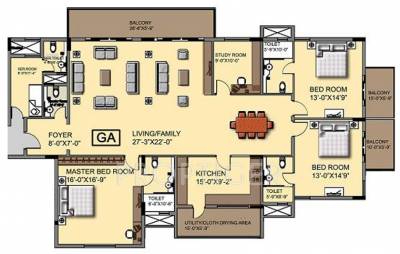Ashed Regency Aura (3BHK+3T (3,105 sq ft)   Study Room 3105 sq ft)