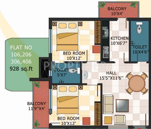 Satyam Shivam Residency (2BHK+2T (928 sq ft) 928 sq ft)