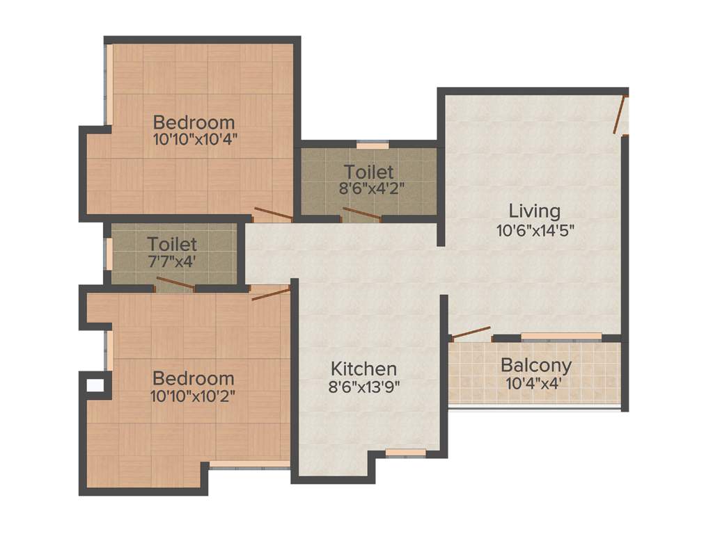Bora Ville (2BHK+2T (878 sq ft) 878 sq ft)