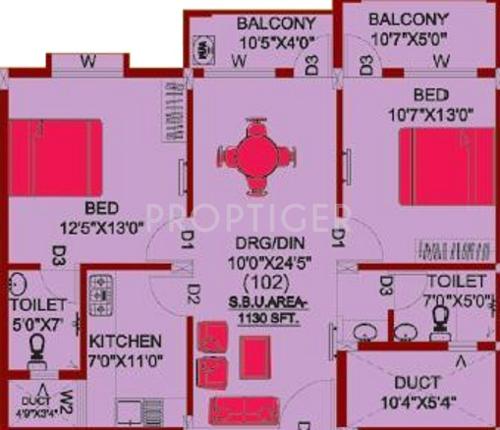 Shakti Paradise (2BHK+2T (1,130 sq ft) 1130 sq ft)
