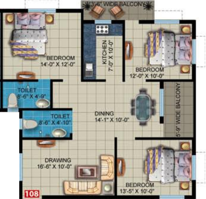  Midland Heights (3BHK+2T (1,430 sq ft) 1430 sq ft)