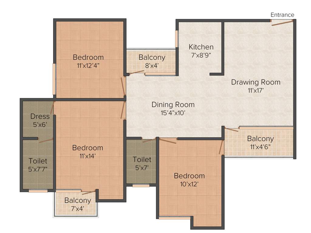 Earthcon Urban Village (3BHK+2T (1,510 sq ft) 1510 sq ft)