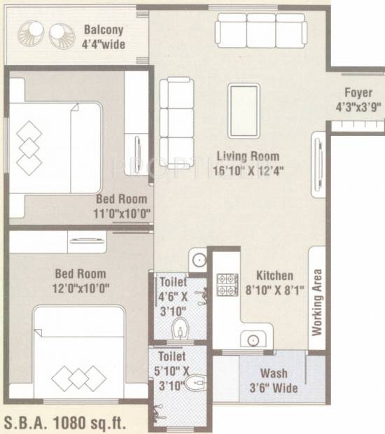 Sneh Sneh Residency (2BHK+2T (1,080 sq ft) 1080 sq ft)